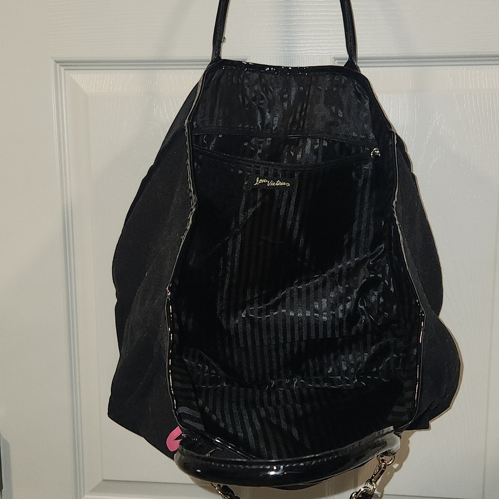 Victoria's Secret Black Tote with Pink Script Logo - Picture 4 of 5